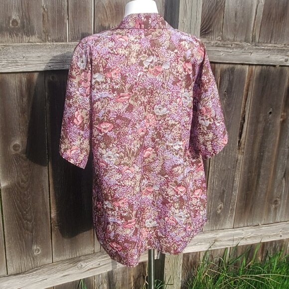Vintage Fritzi (of California?) Floral No Button Coverlet Top O/S Nylon? - Picture 4 of 8